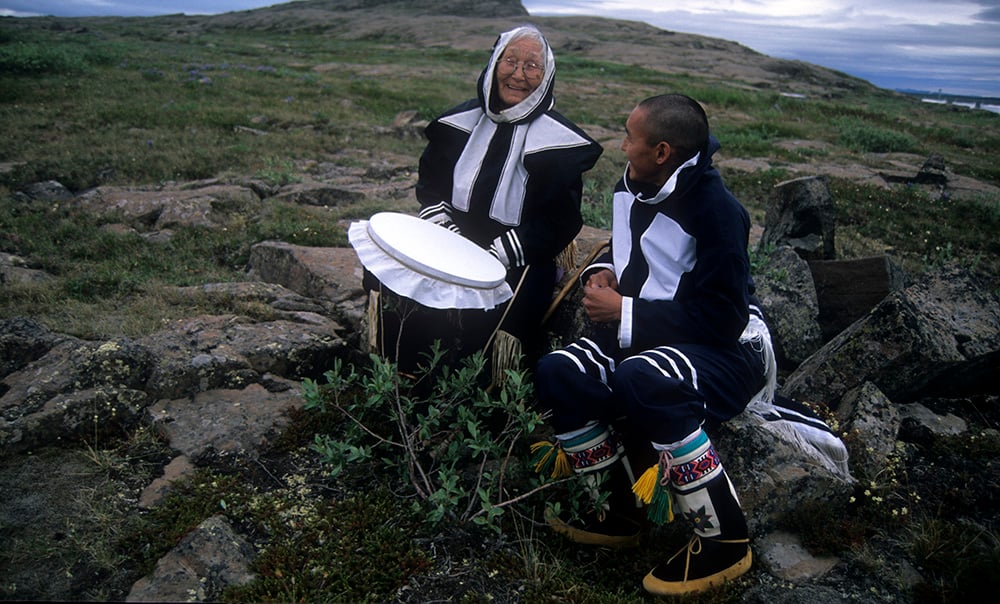 An Inuit elder and a community member on Baffin Island, Canada