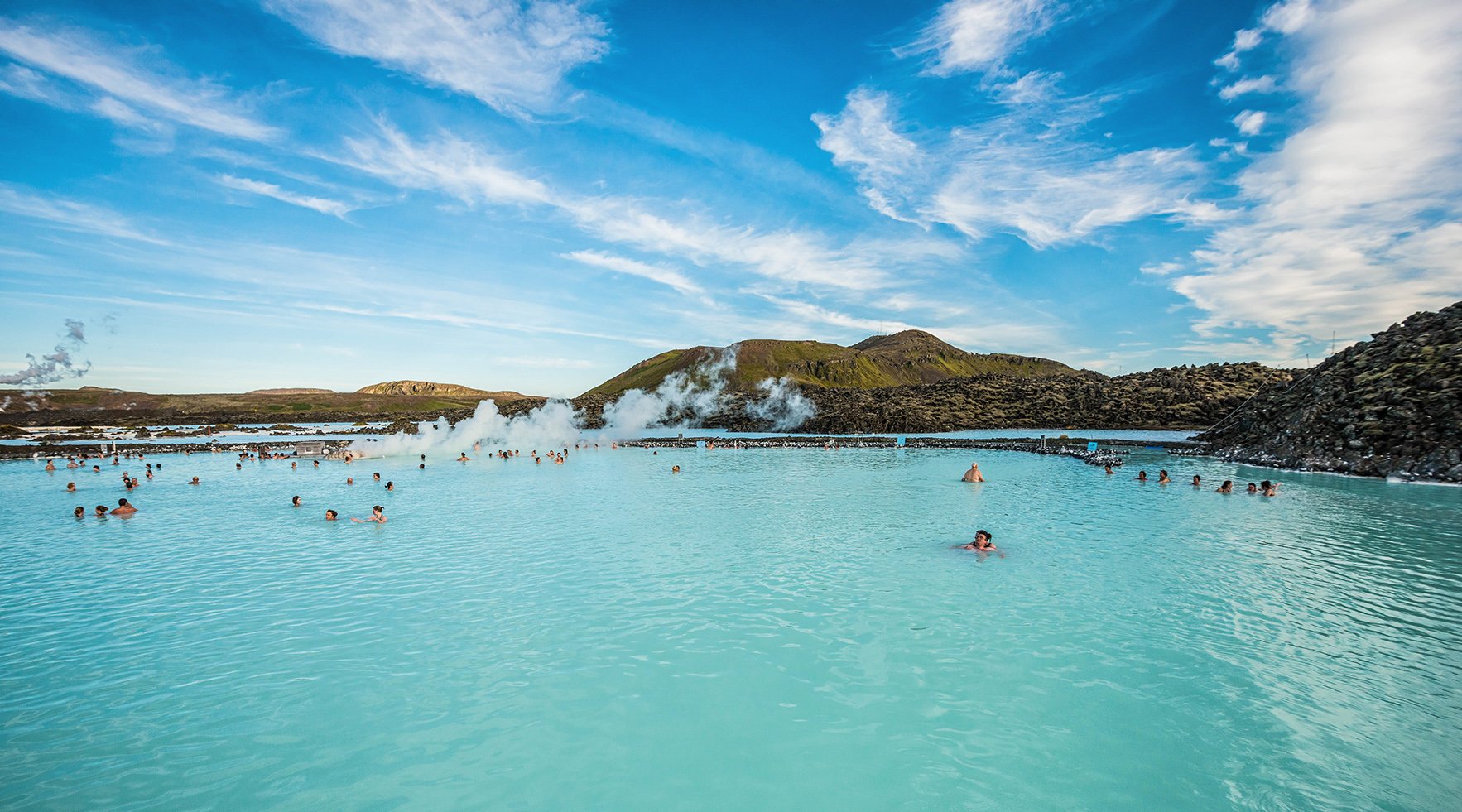 The geothermal Blue Lagoon baths are  a popular stop for Quark Expeditions guests who spend time in Reykjavik, Iceland, before or after their Arctic voyage.