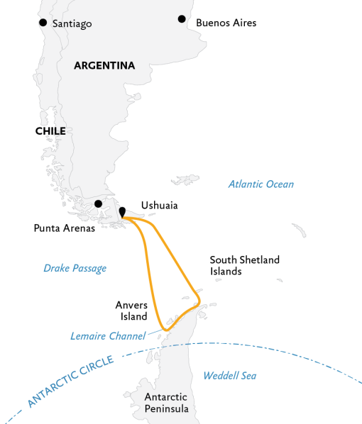 tourhub | Quark Expeditions | Antarctic Explorer: Discovering the 7th Continent | Tour Map
