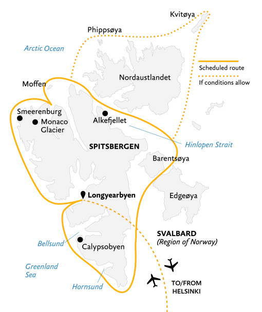 tourhub | Quark Expeditions | Spitsbergen Circumnavigation: A Rite of Passage | Tour Map