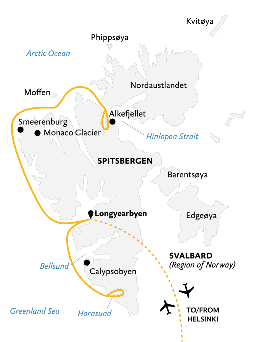 tourhub | Quark Expeditions | Svalbard Explorer: Best of High Arctic Norway | Tour Map